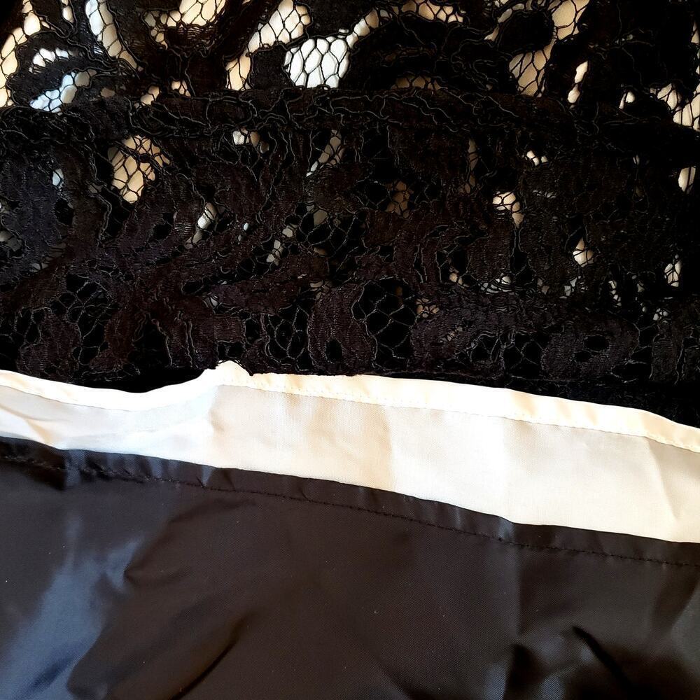 Calvin Klein Black White Sleeveless Lace Overlay Cocktail Party Dress | SZ 16W - Picture 10 of 13